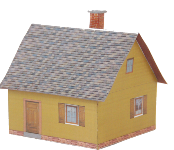 Scale Paper Model Painted Wood House